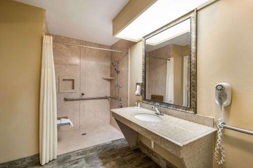 加兰加兰品质酒店的一间带水槽和淋浴的浴室