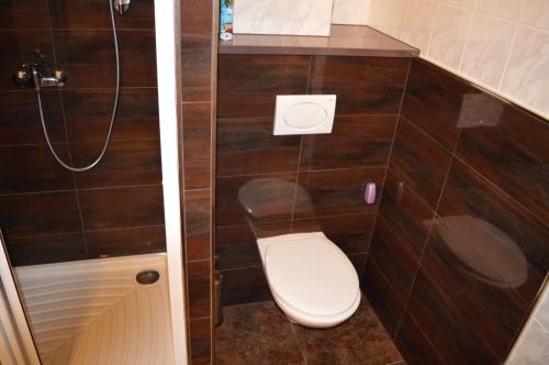 奥斯特罗夫54旅馆及餐厅的一间带卫生间和淋浴的小浴室