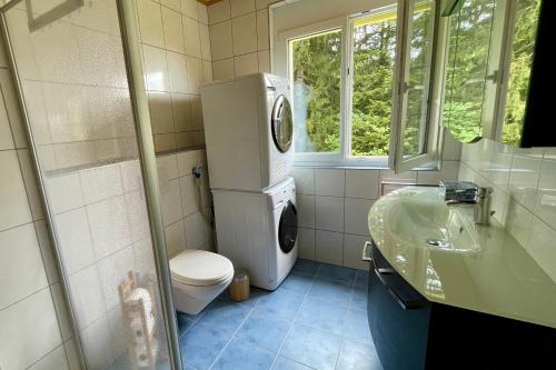 芙露姆赛山Haus Heimetli - CharmingStay的一间带卫生间和水槽的浴室