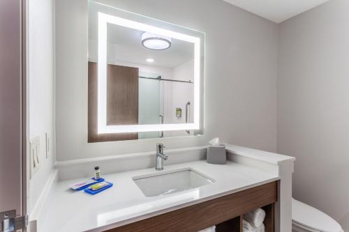 KearneyHoliday Inn Express & Suites Kearney, an IHG Hotel的一间带水槽和镜子的浴室