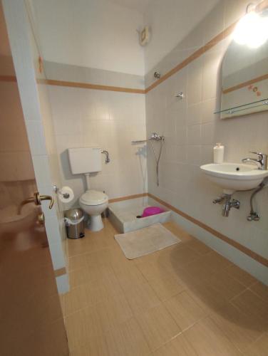 卢特拉艾季普苏Chrysa's Studios的一间带卫生间和水槽的浴室