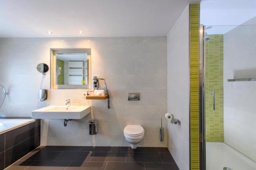法尔肯堡瓦尔肯堡公园酒店的一间带水槽、卫生间和淋浴的浴室