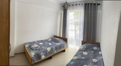 乔克-塔尔Apartment Paris Resort Issyk-Kul的一间卧室设有两张床和窗户。