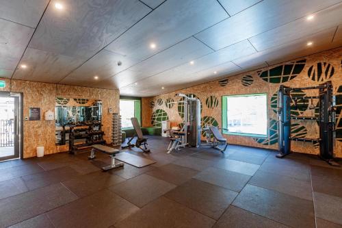 邦加里BIG4 Sandstone Point Holiday Resort Bribie Island的一间健身房,里面装有重量器械