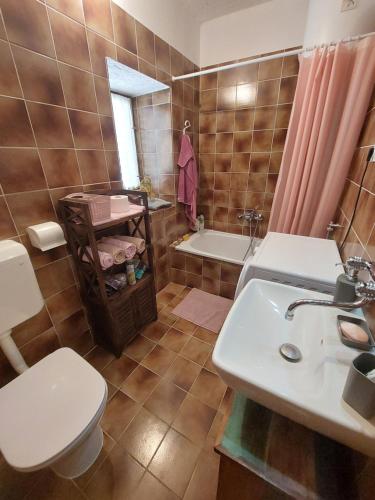 格罗日年Apartment Bellavista的浴室配有卫生间、盥洗盆和浴缸。
