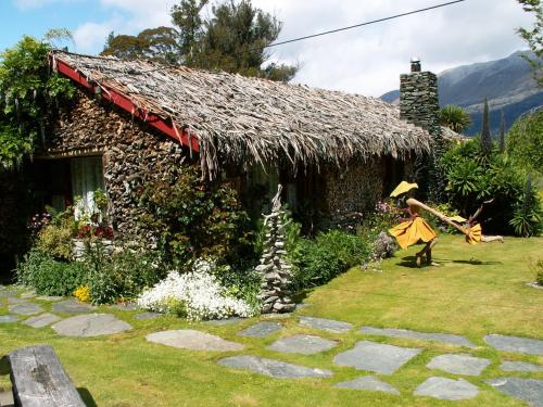 Creighton小天堂旅馆的茅草屋顶和院子的房子