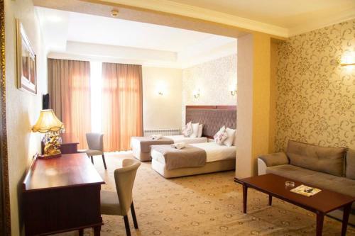 巴库Capitol Hotel的酒店客房设有沙发和客厅。