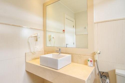 坎波斯杜若尔当波萨达意大利亚埃勒甘扎旅馆的浴室设有白色水槽和镜子
