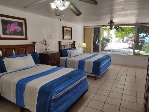Isla Aguada自由之岸“拉葛宁佳”酒店 - 统一设计的酒店客房设有两张床和窗户。