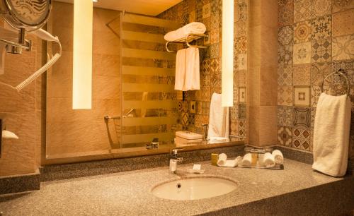达哈布Safir Dahab Resort的一间带水槽和淋浴的浴室