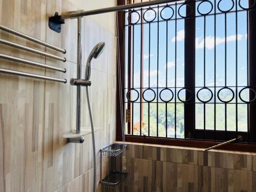 康提Hansons Homestay的带淋浴的浴室,带窗户