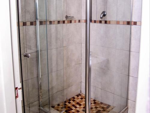 MoletlaneLempitse Lodge的浴室里设有玻璃门淋浴