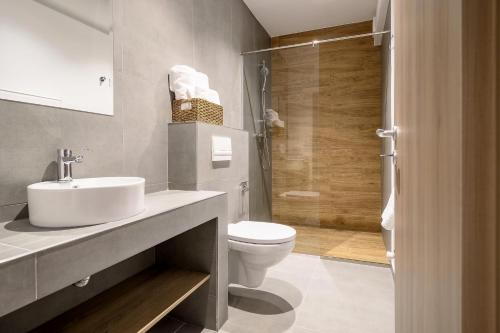 布拉索夫VMD Residence的浴室配有卫生间、盥洗盆和淋浴。