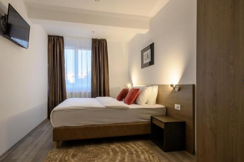 布拉索夫VMD Residence的酒店客房设有床和窗户。