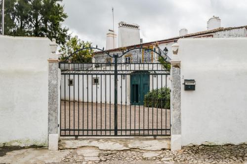 CanoEighteen21 Houses - Casa dos Condes的通往白色建筑的大门,有蓝色的门