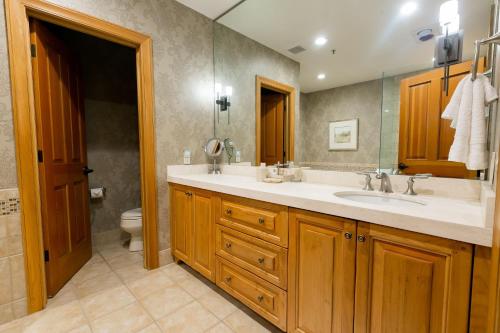 帕克城Luxury King Room with Mountain View Hotel Room的一间带水槽和卫生间的浴室