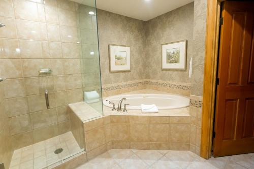 帕克城Luxury King Room with Mountain View Hotel Room的大型浴室设有浴缸和淋浴。