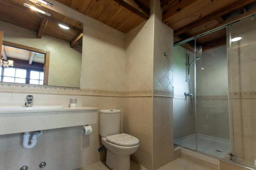 比利亚维西奥萨QUINTES PLAYA的浴室配有卫生间、盥洗盆和淋浴。
