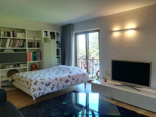 MontCarpe Diem的一间卧室配有一张床和一台平面电视