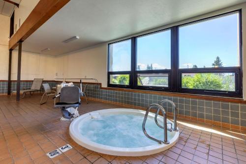 比尤特Comfort Inn Butte City Center I-15 - I-90的一间设有窗户的客房内设有带浴缸的大浴室