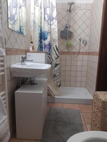 卡梅拉塔皮切纳DIGIO house的一间带水槽、卫生间和淋浴的浴室
