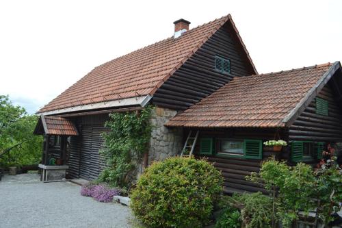 Brod MoraviceRooms with a parking space Brod Moravice, Gorski kotar - 16921的一间木房子,拥有棕色的屋顶