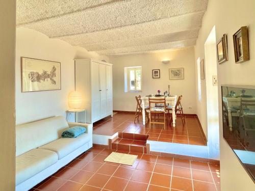 阿祖罗港Aria di Collina - Isola d'Elba的客厅配有沙发和桌子