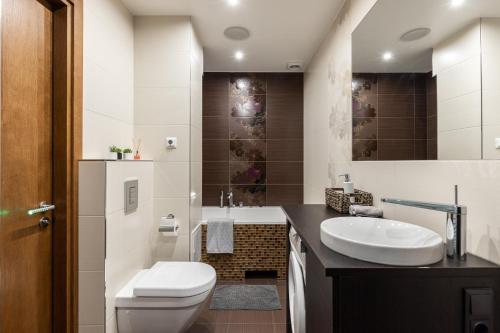 里加Jekabpils 2 Apartment的一间带卫生间和水槽的浴室