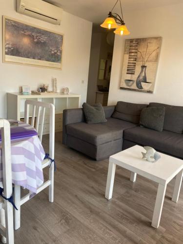 埃斯塔蒂特Apartamento Costa Brava的客厅配有沙发和桌子