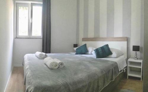 多布罗波尔贾纳Apartman Branka的一间卧室配有两张带毛巾的床
