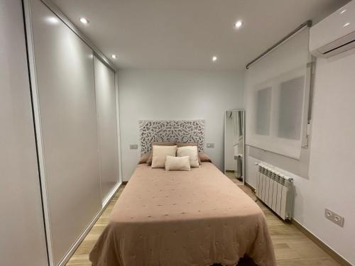 格拉纳达Aixa Granada的白色墙壁的客房内的一张大床