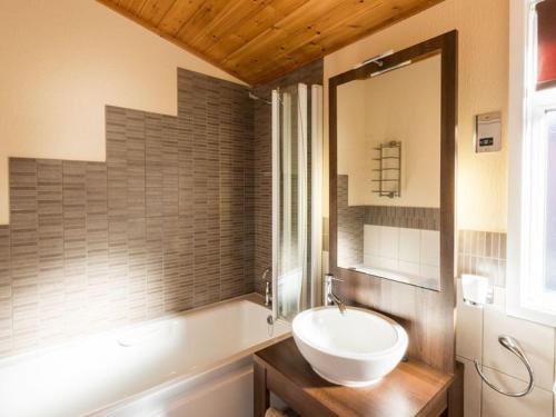 温德米尔Windermere Retreat - White Cross Bay Holiday Park的浴室配有白色水槽和浴缸。