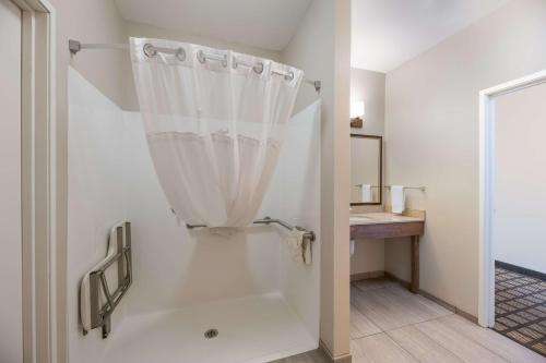 圣安吉洛圣安吉洛贝蒙特旅馆套房酒店的带淋浴和浴帘的浴室