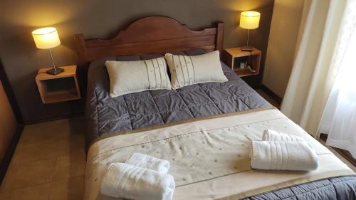 圣卡洛斯-德巴里洛切Casita Cavok的一间卧室配有一张带2个床头柜的大床