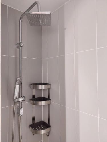 克拉约瓦STUDIO 22的浴室内设有带2个架子的淋浴