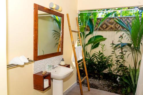 曼巴豪巴莱山白白公寓的一间带水槽和镜子的浴室