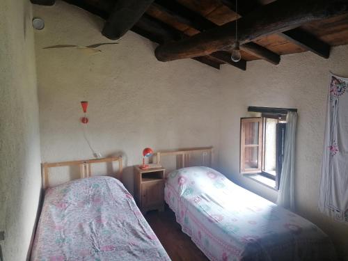 SillicoLa casa del pozzo的一间卧室设有两张床和窗户。