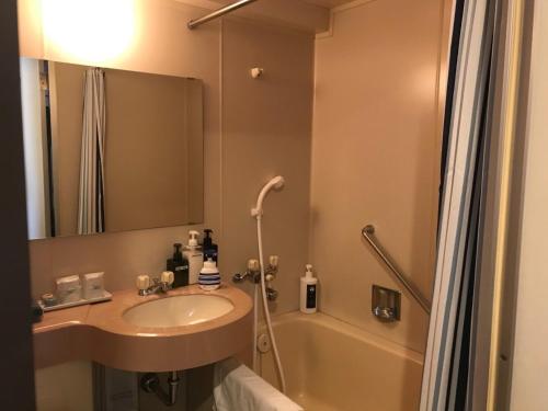 札幌Hotel Yukita - Vacation STAY 20915v的浴室配有盥洗盆和浴缸。