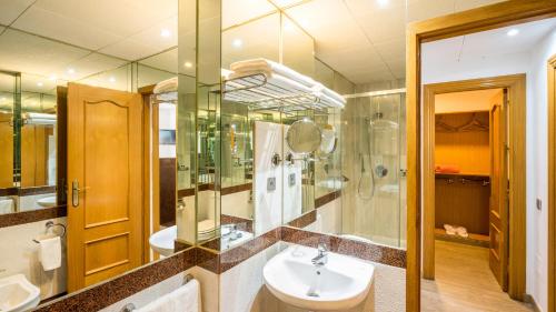 拉克鲁斯蓝色海岸科斯塔乔迪Spa酒店的一间带水槽和镜子的浴室