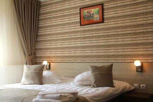 珀尔蒂尼什维拉克里斯塔可可苏鲁伊酒店的酒店客房,配有带条纹墙的床