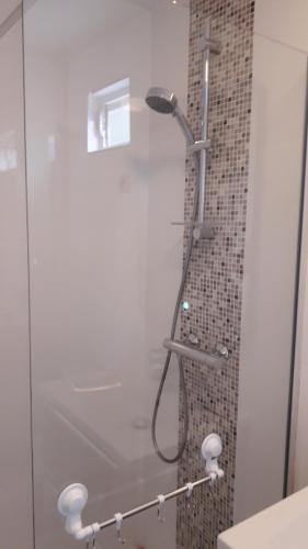 DoloresEco Resort Costa Blanca的带淋浴的浴室,带玻璃门