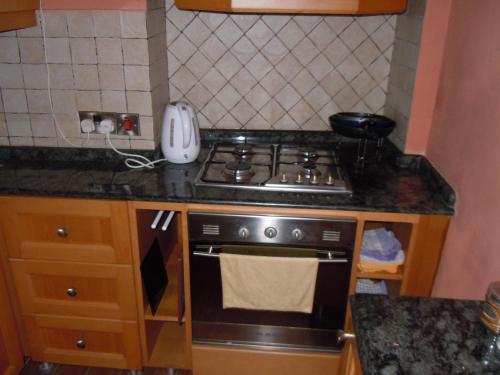 比尔古D-豪斯度假屋的厨房配有炉灶和台面