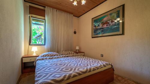 代尔尼采Holiday house with a parking space Lokve, Gorski kotar - 18226的一间卧室设有一张床和一个窗口