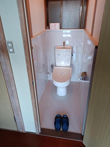 吴市Minshuku Kamagari的浴室设有卫生间和一双蓝鞋