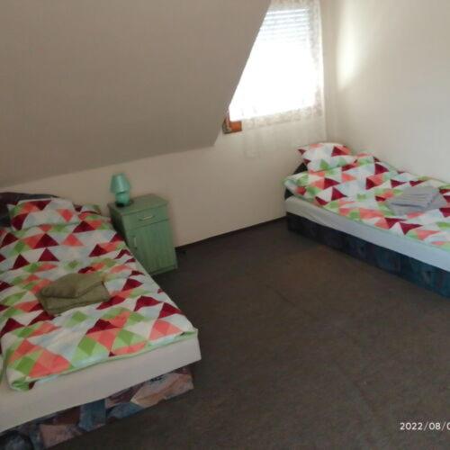 蒂萨菲赖德István Apartman的小型客房 - 带2张床和窗户