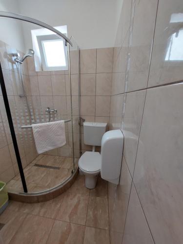 扎达尔Guest House Renata1的浴室配有卫生间、淋浴和盥洗盆。