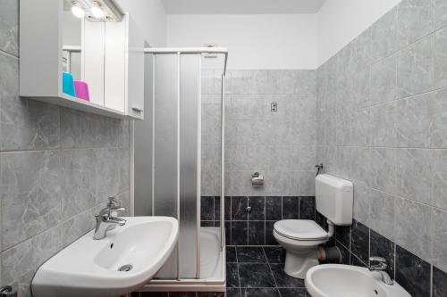伊齐齐Apartment Igor的一间带水槽、卫生间和镜子的浴室