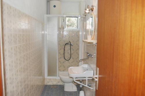 苏佩塔尔Apartments with WiFi Supetar, Brac - 5667的带淋浴、卫生间和盥洗盆的浴室