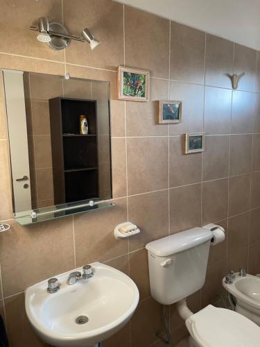 迈普Depto Maipú的一间带水槽、卫生间和镜子的浴室