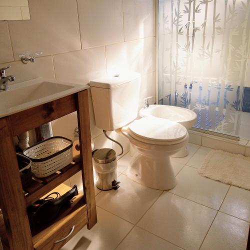 埃利萨镇Vina的浴室配有卫生间、盥洗盆和淋浴。